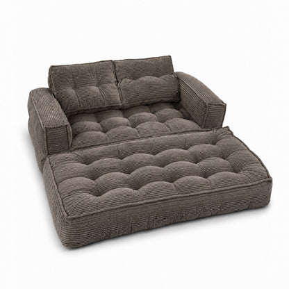 2 Seater Modular Sofa With Chaise Lounge, Boneless Floor Couch For Living Room - Coffee