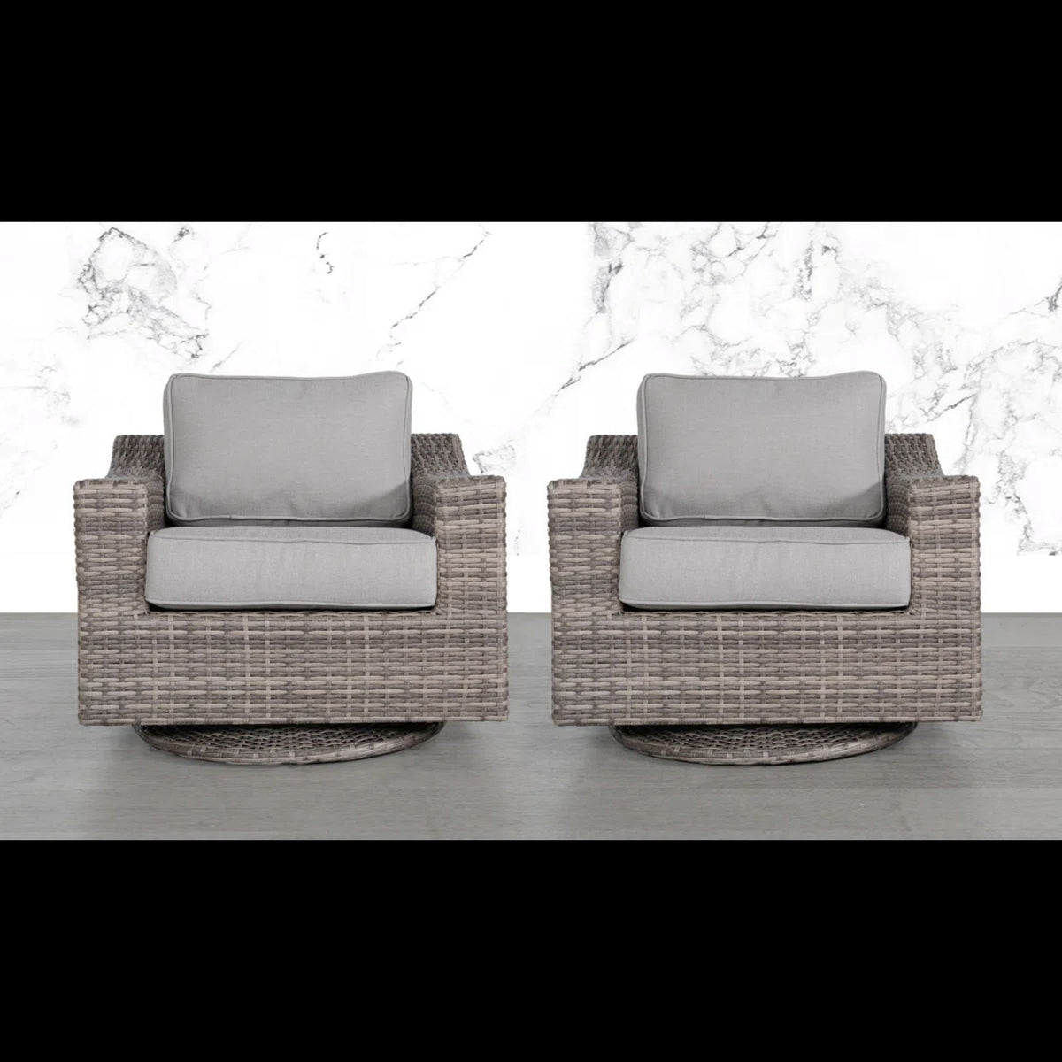 Swivel Patio Chair With Luxurious Cushions Perfect For Outdoor Relaxation (Set of 2) - Gray / Gray Mix