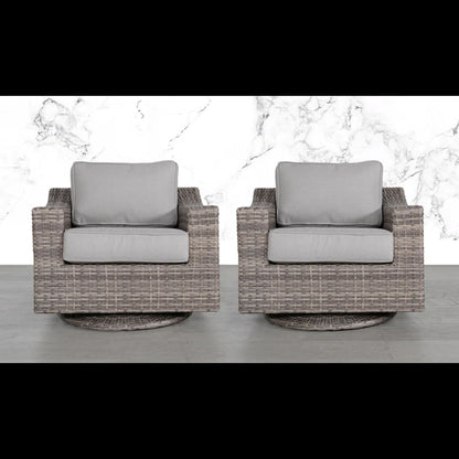 Swivel Patio Chair With Luxurious Cushions Perfect For Outdoor Relaxation (Set of 2) - Gray / Gray Mix