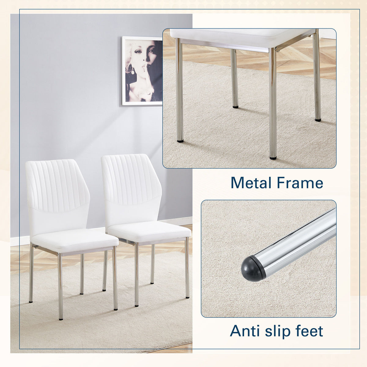 Luxury Simple High Resilience Dining Chair With Metal Legs