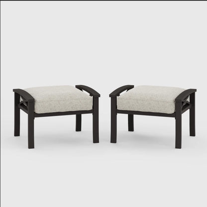 Modern All-Weather Ottomans With Cushions (Set of 2)