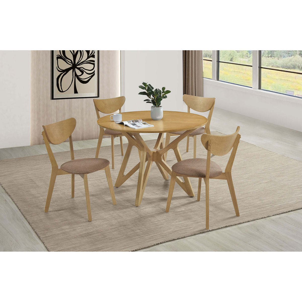 Barlow - 5 Piece Round Dining Set With Chairs - Walnut