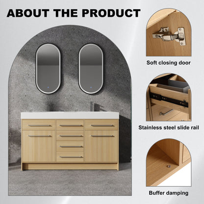 Freestanding Bathroom Vanity With Resin Sink, Soft-Closing Doors And Drawers
