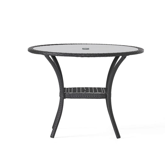 Bistro Table With Iron Frame And Glass Top - Gray