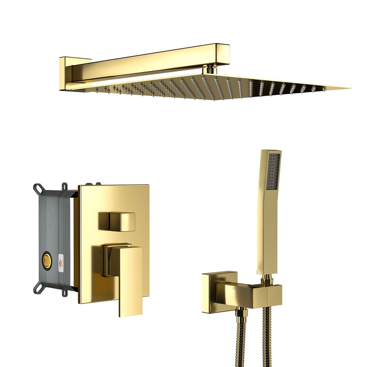 Dual Shower Head 10" Wall Mounted Square Shower System