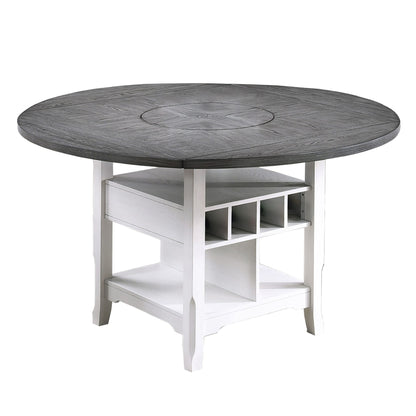 Counter Height Dining Table With Built In Lazy Susan And Storage Shelves
