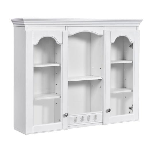 Wall-Mounted Medicine Cabinet With 2 Glass Doors, Adjustable Shelves - White