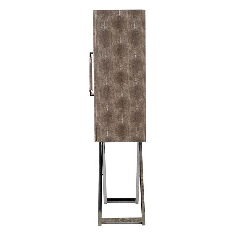 Cabinet - Silver - Faux Leather