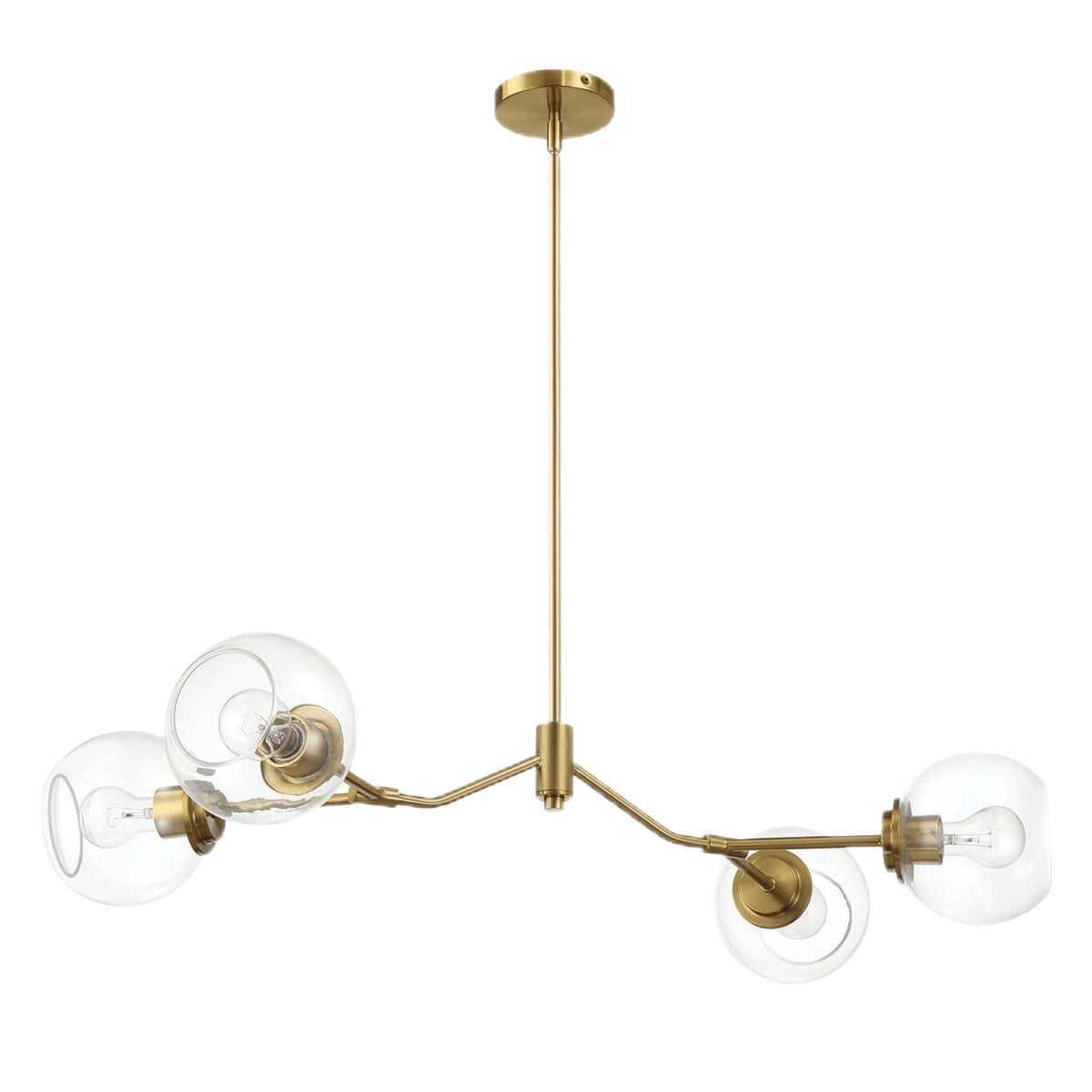 Jewel - 4 Lights Chandelier Ceiling Hanging Light Fixture - Clear / Gold
