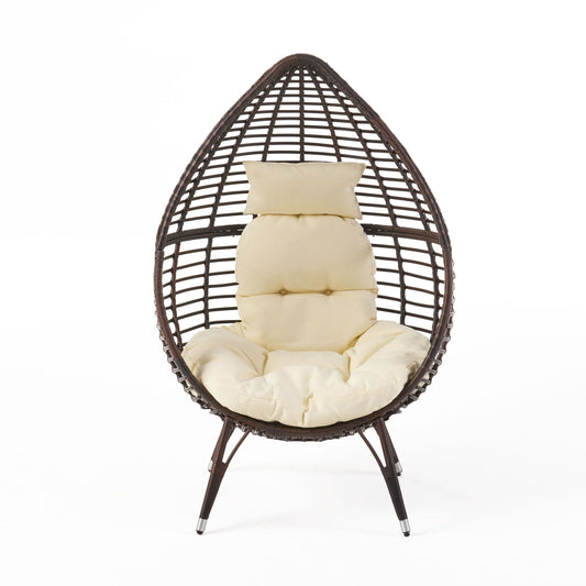 Cutter Teardrop Patio Chair With Water Resistant Cushion - Multi / Brown / Beige