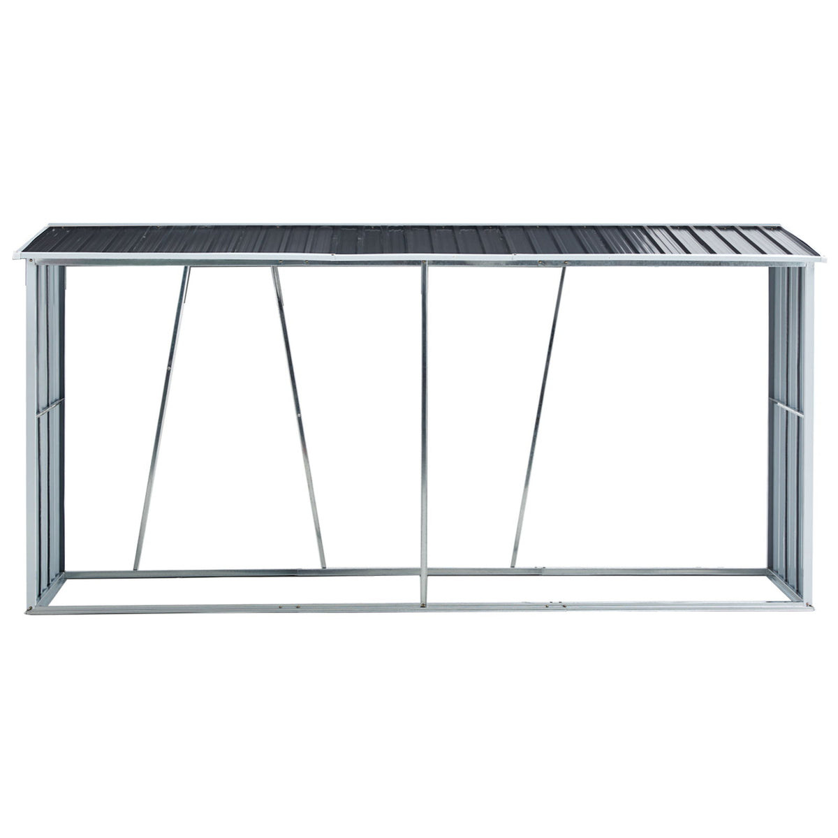 Firewood Rack, Log Holder With Roof, Log Storage, Firewood Stand For Outdoor Backyard Garden Patio Porch, Galvanized Steel - Dark Gray