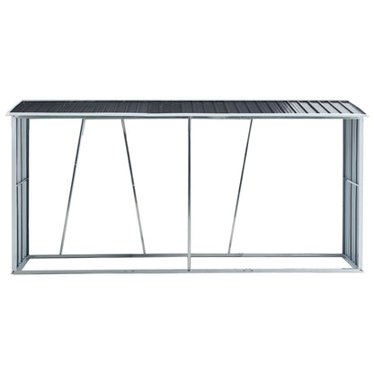 Firewood Rack, Log Holder With Roof, Log Storage, Firewood Stand For Outdoor Backyard Garden Patio Porch, Galvanized Steel - Dark Gray