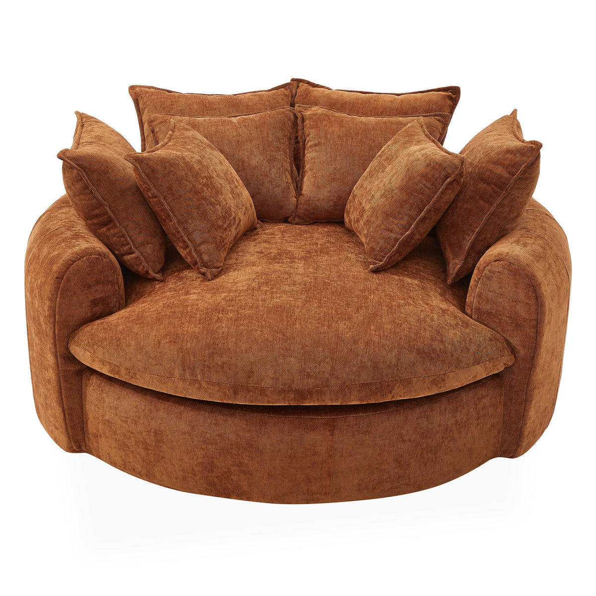 Modern Round Chaise Sofa With 8 Throw Pillows