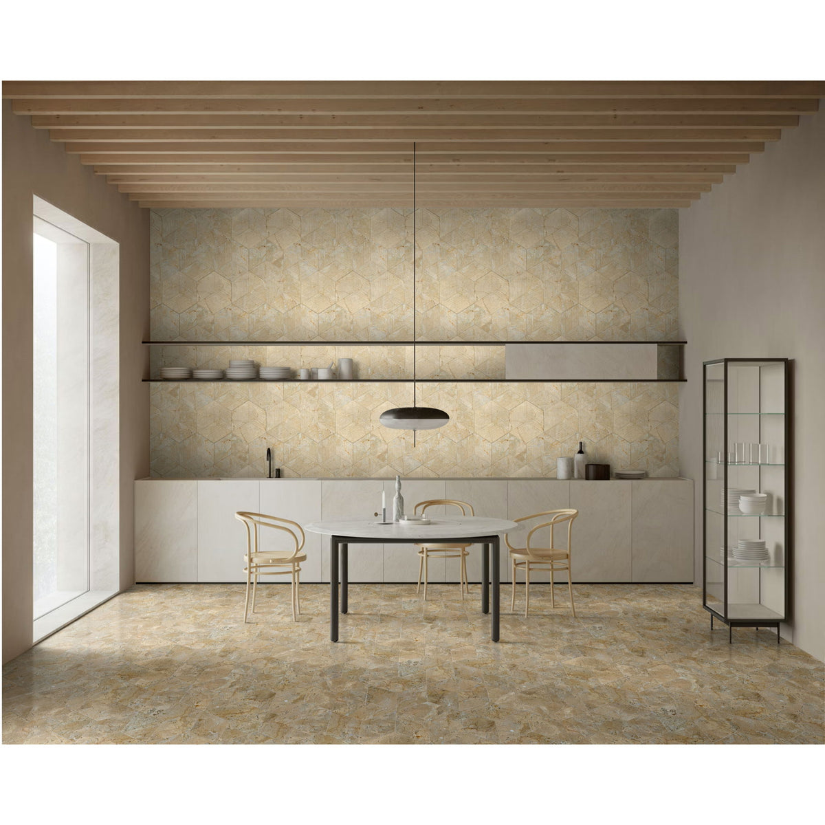 Hexagon Natural Marble Polished Tile For Wall And Floor (Set of 12)
