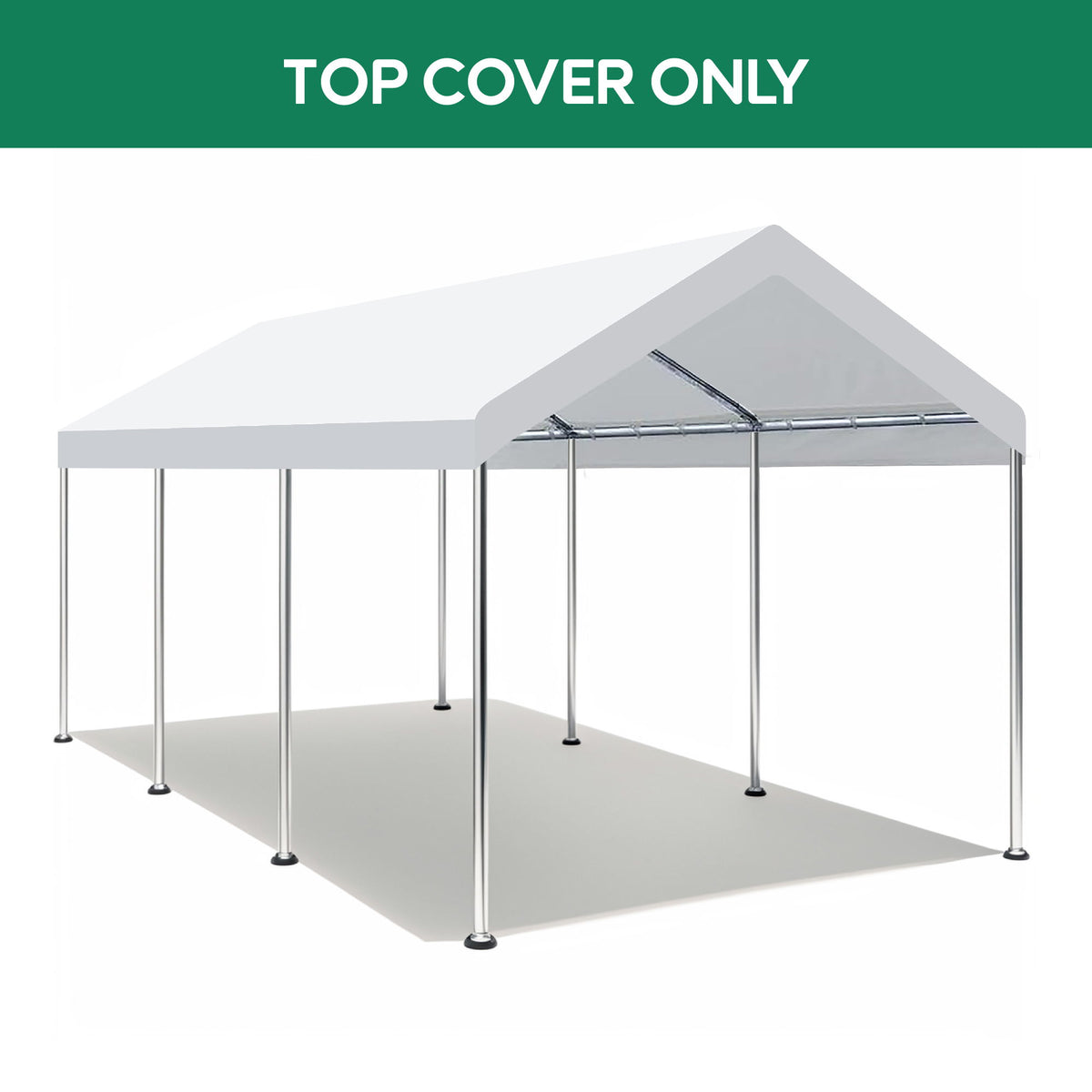 10 X 20 Ft Carport Canopy Cover Replacement Heavy Duty Waterproof Fabric With 36 Bungee Cords UV & Tear Resistant (Cover Only) - White