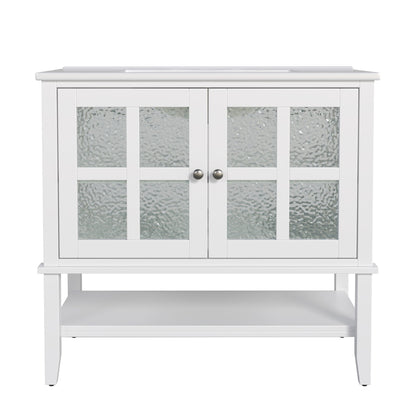Bathroom Vanity With Ceramic Sink, Adjustable & Open Shelf
