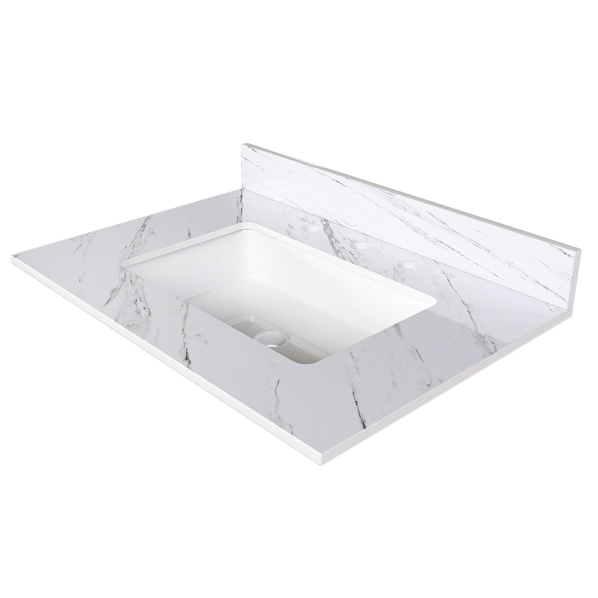 Bianco Carrara Venato Elegant Marble Vanity Top, Bathroom Vanity With Undermount Sink, Sintered Stone