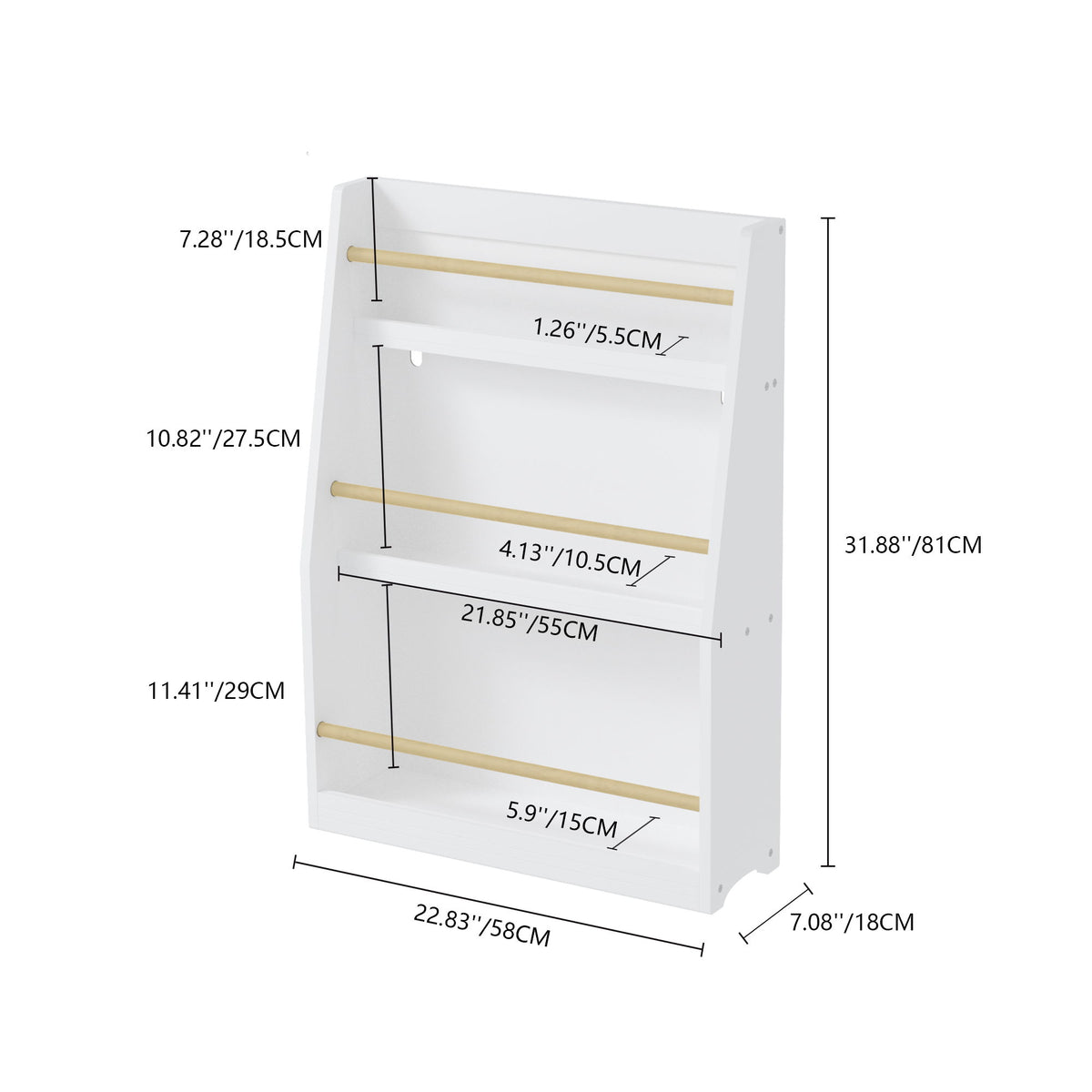 3 Tier Book Shelf, Compact Storage For Bedrooms