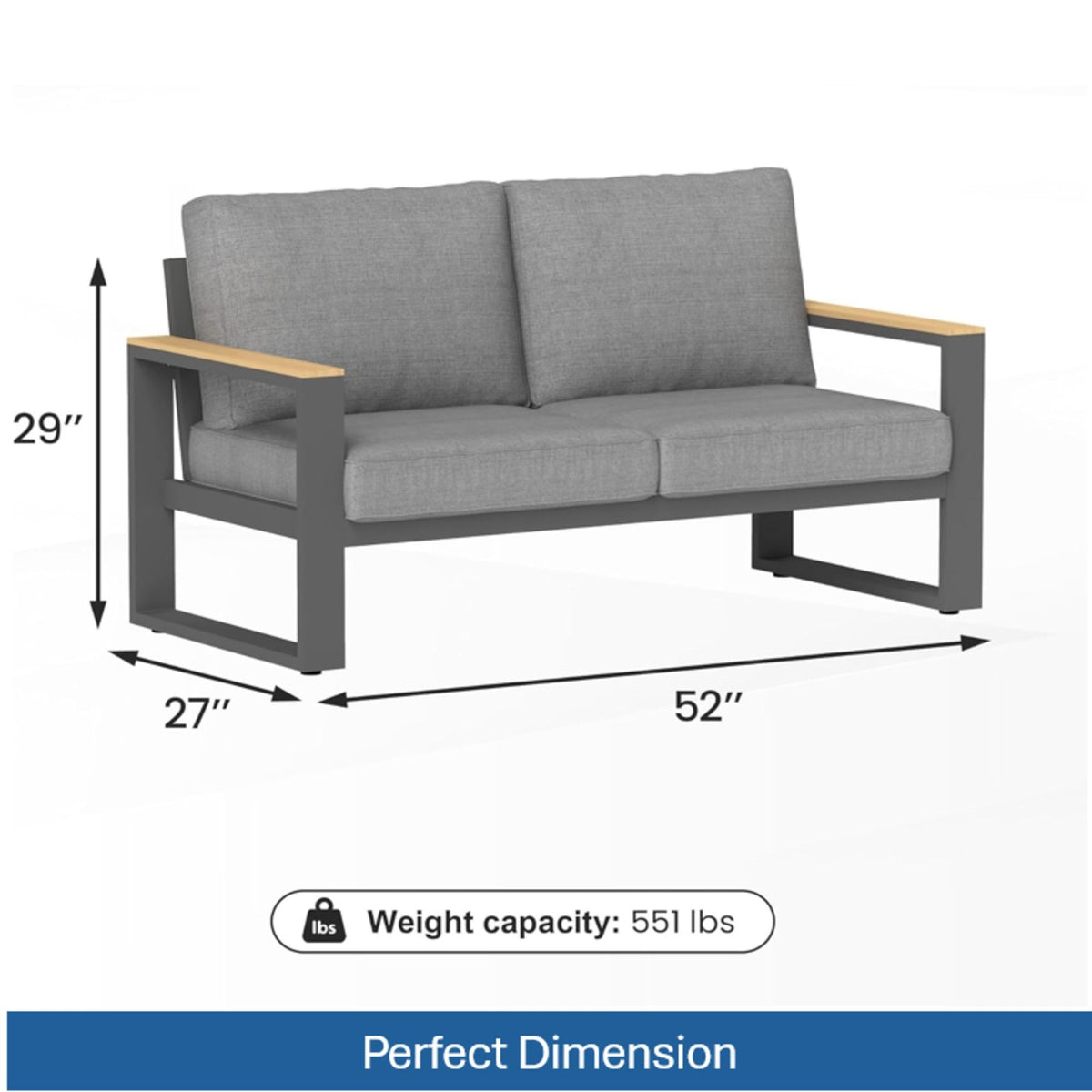 All-Weather Loveseat Sofa With Thick Cushions