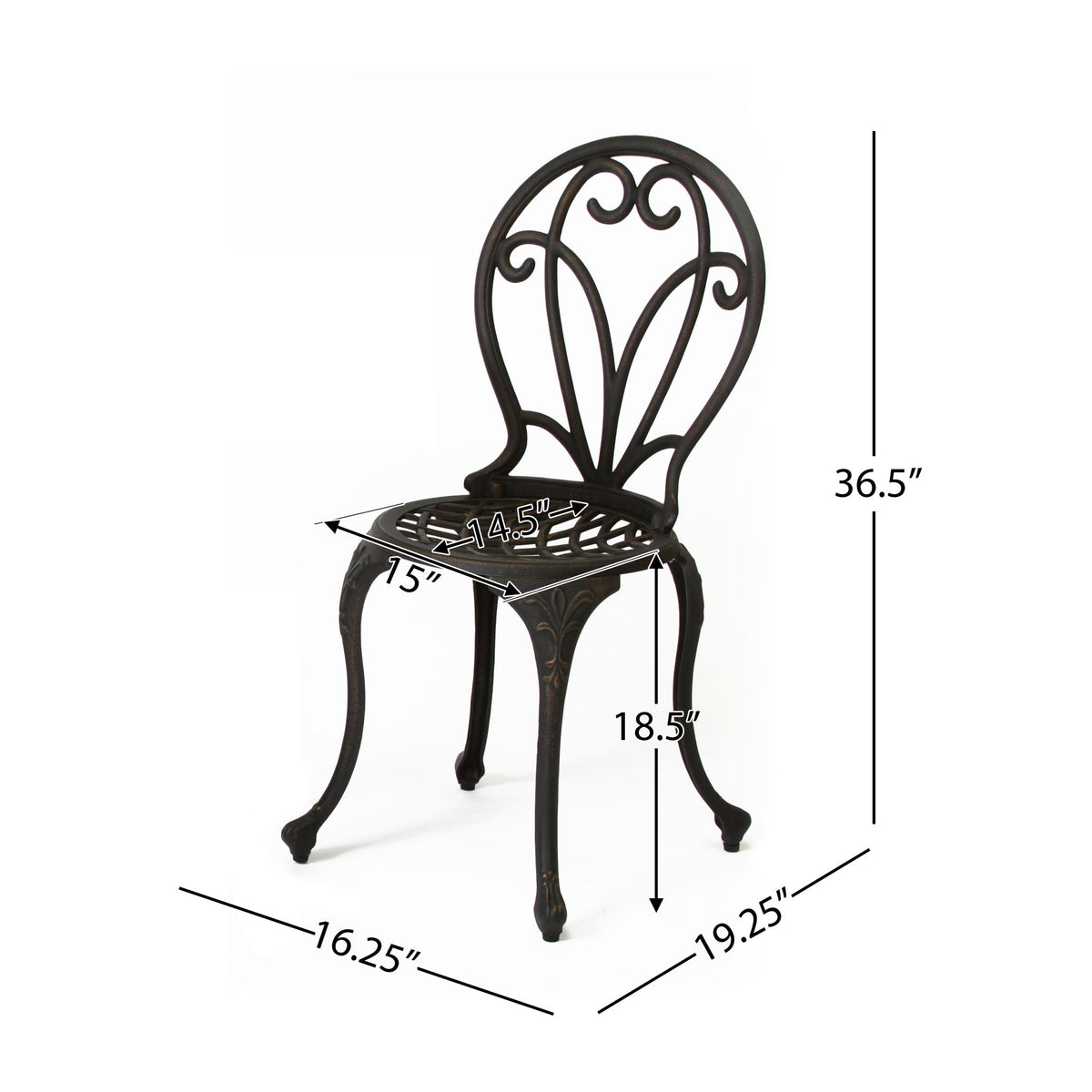 Thomas - 3 Pieces Cast Bistro Set - Black / Gold