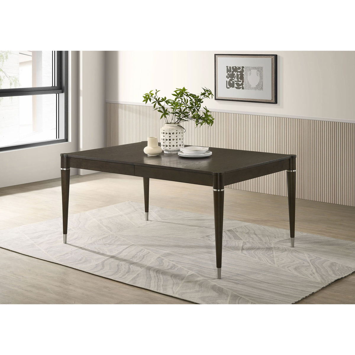 Blakely - Leaf Dining Table With Tapered Legs Accents - Ash Brown