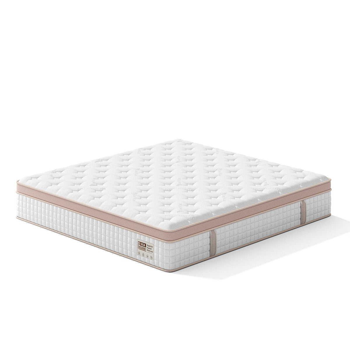 12" Firm Hybrid Mattress, Gel Memory Foam & Pocket Springs, Pressure Relief, Motion Isolation, Ergonomic Bed - White - King