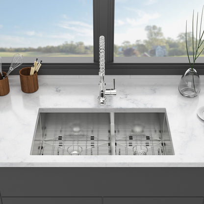 Modern Double Bowl Undermount Sink Design With 10" Deep Basins