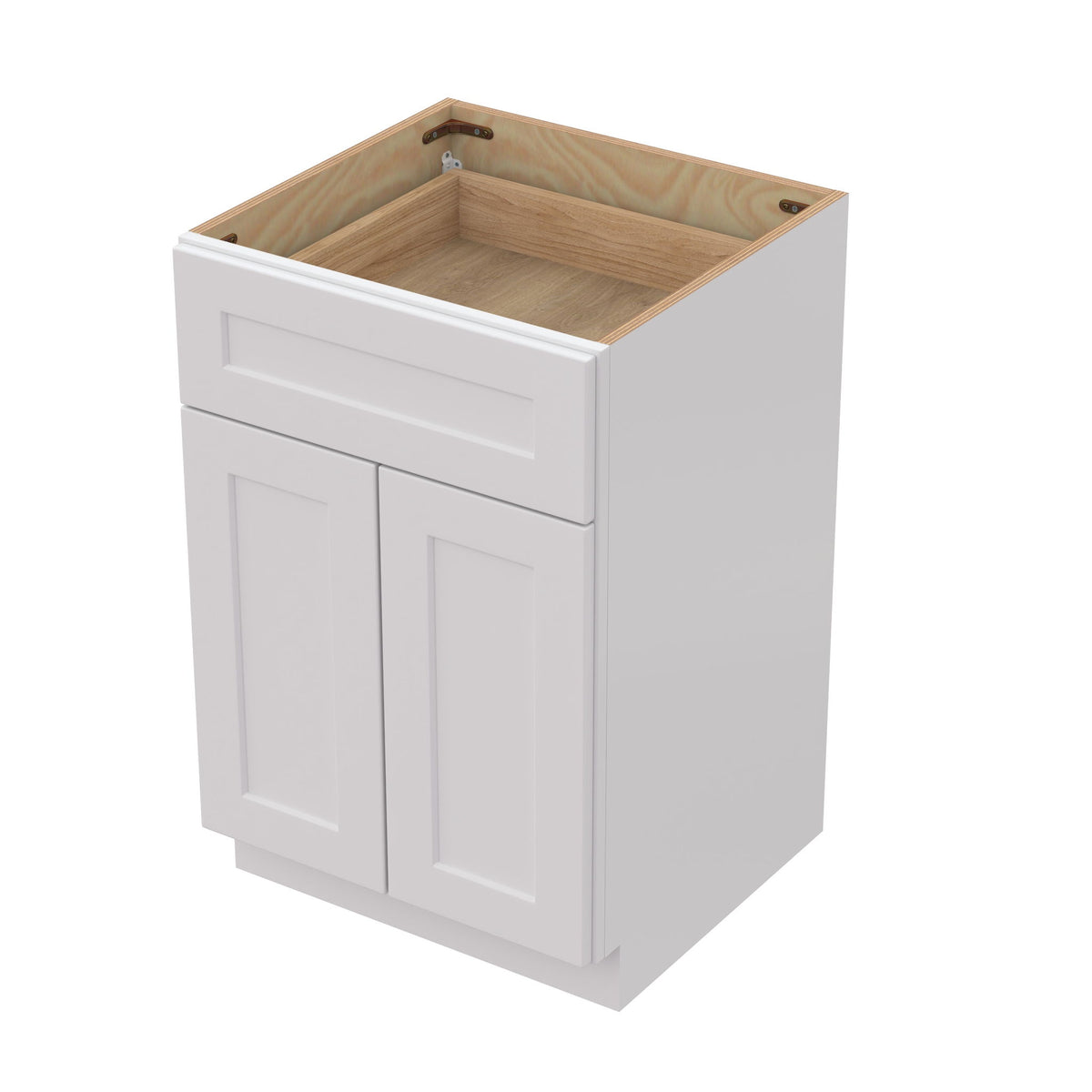 24" Shaker Base Cabinet With Soft Close Drawer & Double Doors, Adjustable Shelf For Bath - White
