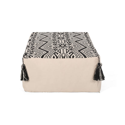 Kiki - Rectangular Pouf Ottoman Floor Cushion Natural - Black