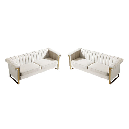 2 Piece Sofa Set With Tufted Back And Deep Seating