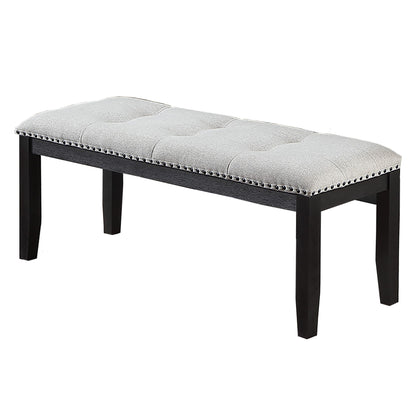 Upholstered Dining Bench With Tufted Seat And Nailhead Trim - Antique Black