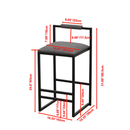 Elegant Bar Stool Set With Backrest And Footrest, Counter Height (Set of 2)