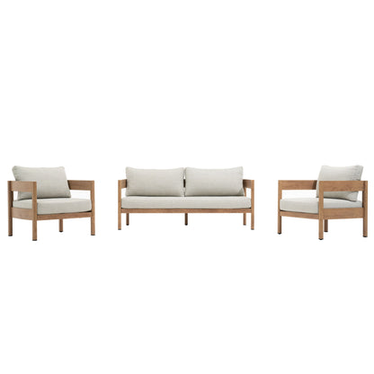 Outdoor Sofa With Weather Resistant Cushions (Coffee Table Not Included) (Set of 3) - Oak