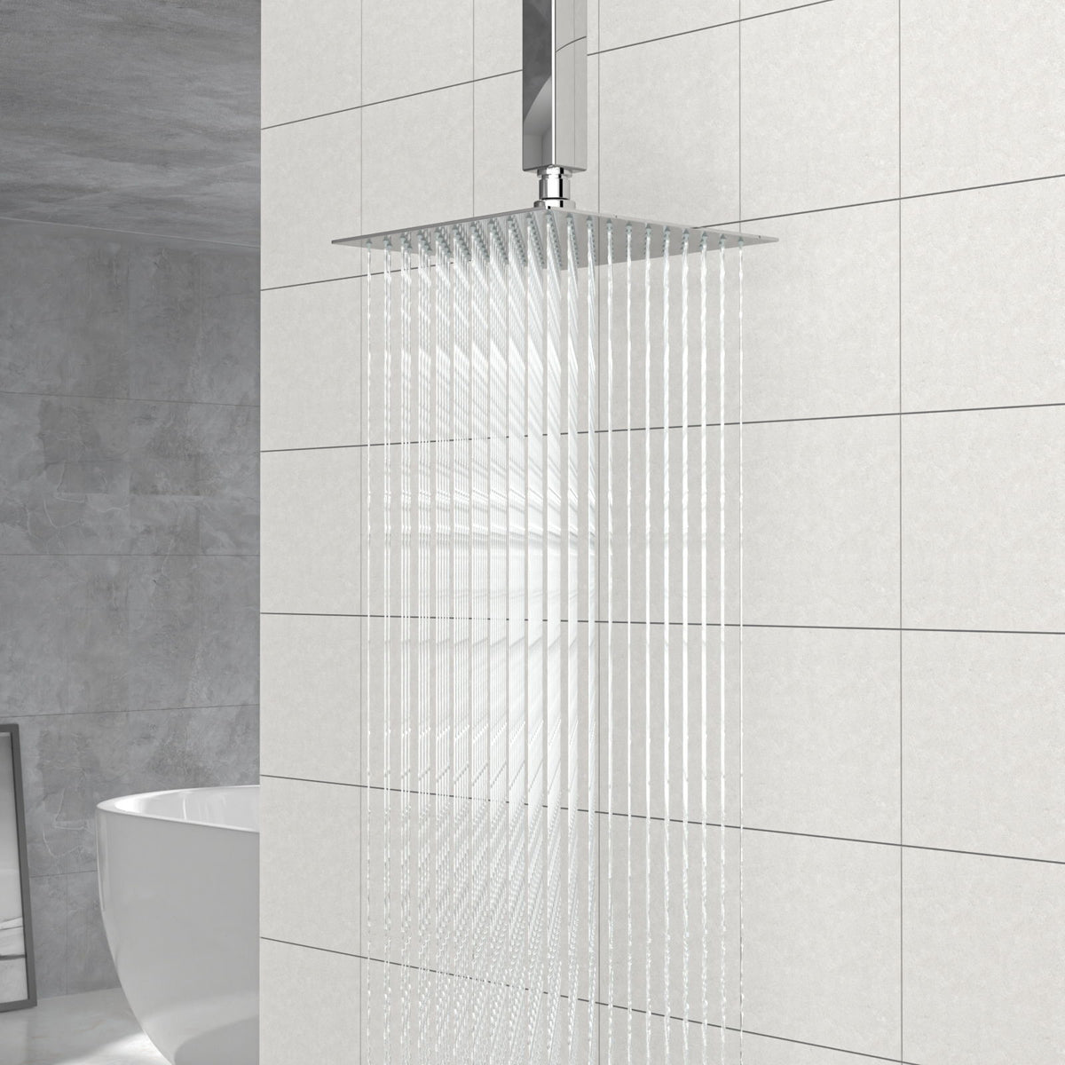 8" Square Rain Shower Head, Ceiling / Wall Mount Stainless Steel Bath Fixture