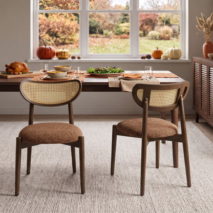 Rattan Side Dining Chairs For Kitchen (Set of 2)