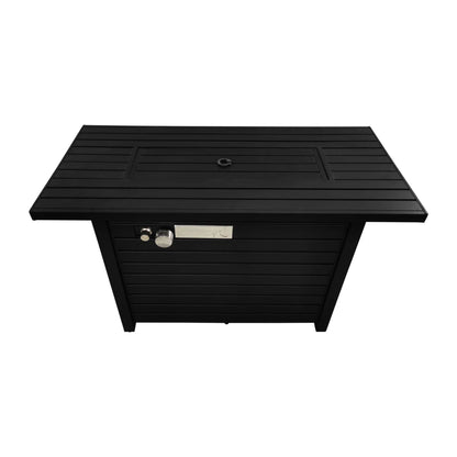 Outdoor Fire Pit Table With Lid, - Black