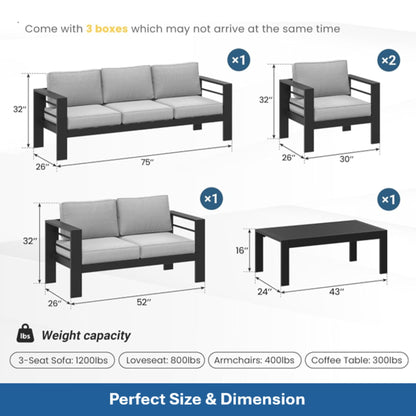 Outdoor Patio Set With All-Weather Thick Cushions