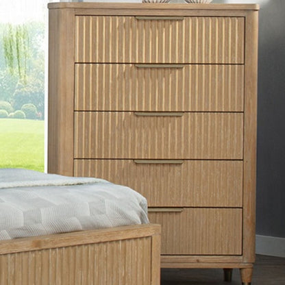 Tall Chest With Full Extension Glides And Accents, Storage Cabinet - Natural Wood