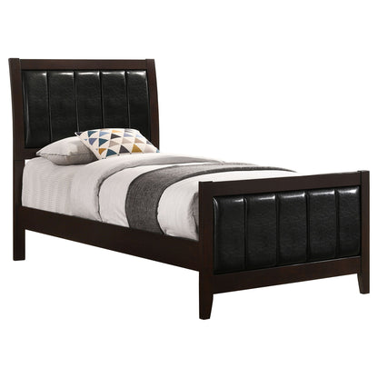 Twin Panel Bed With Headboard And Tapered Legs - Brown