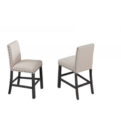 Upholstered Counter Dining Chair, Nailhead Trim (Set of 2) - Natural