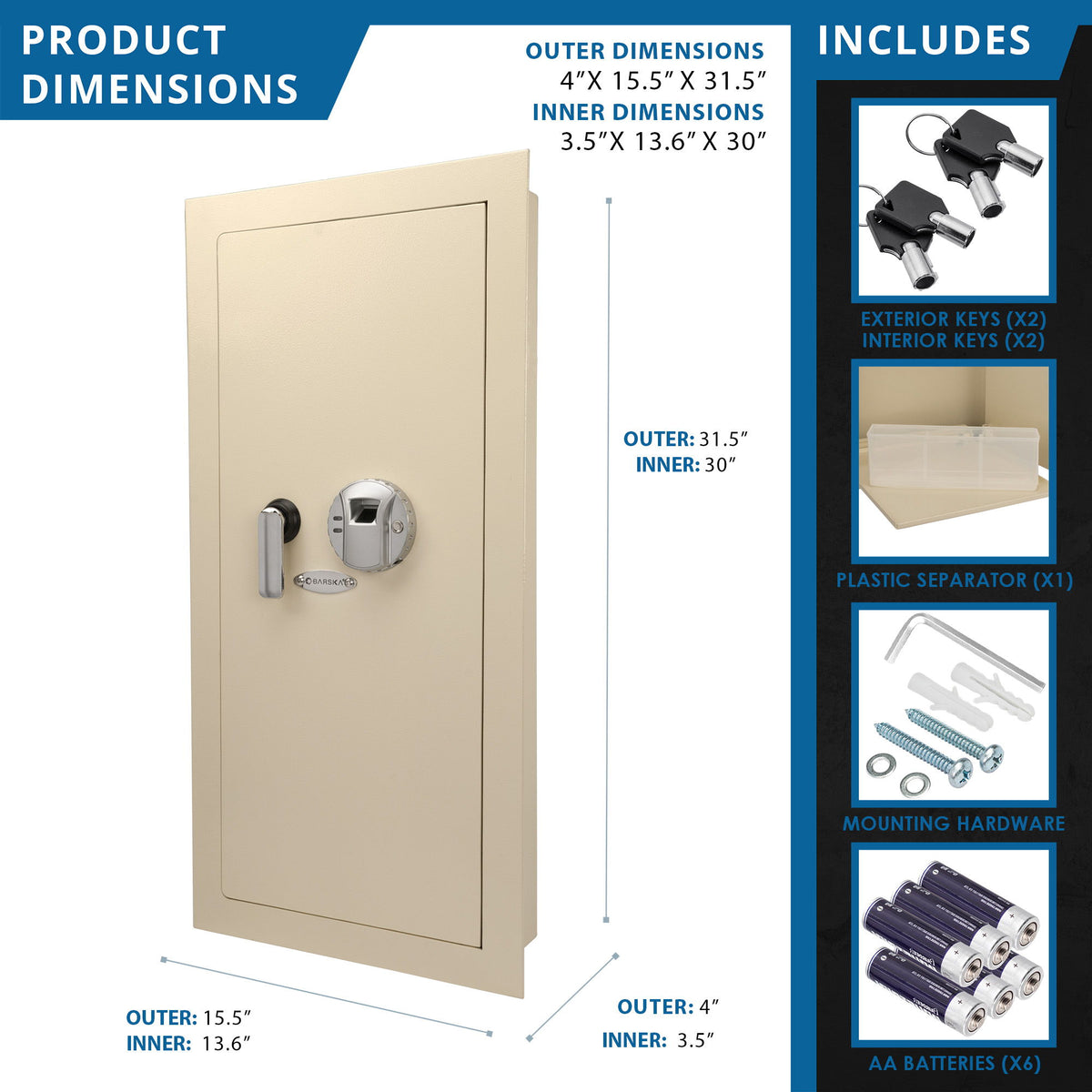 Durable Biometric Wall Safe