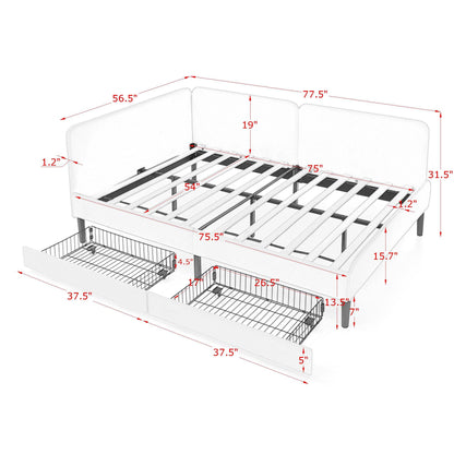 Upholstered Platform Bed Frame With 2 Storage Drawers And Adjustable Sofa Bed