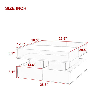 Lift Top Coffee Table With 2 Drawers, Hidden Space And LED Lights For Living Room - Black