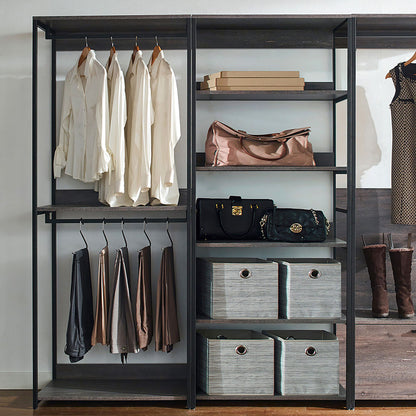 Monica - Walk-In Closet System With Modular Design - Rustic
