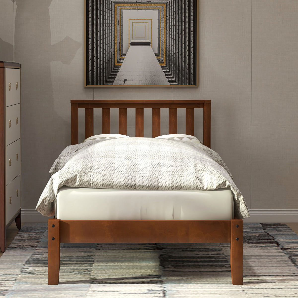 Platform Bed With Headboard, Footboard, Slat Support