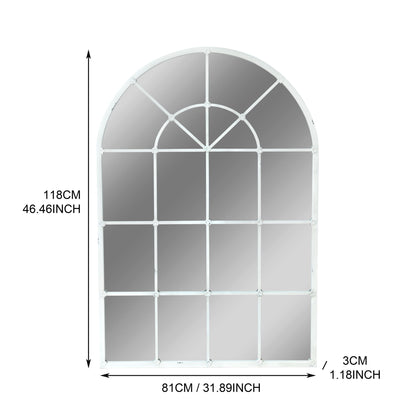 Handmade Arched Mirror, Windows Design For Entryway - White