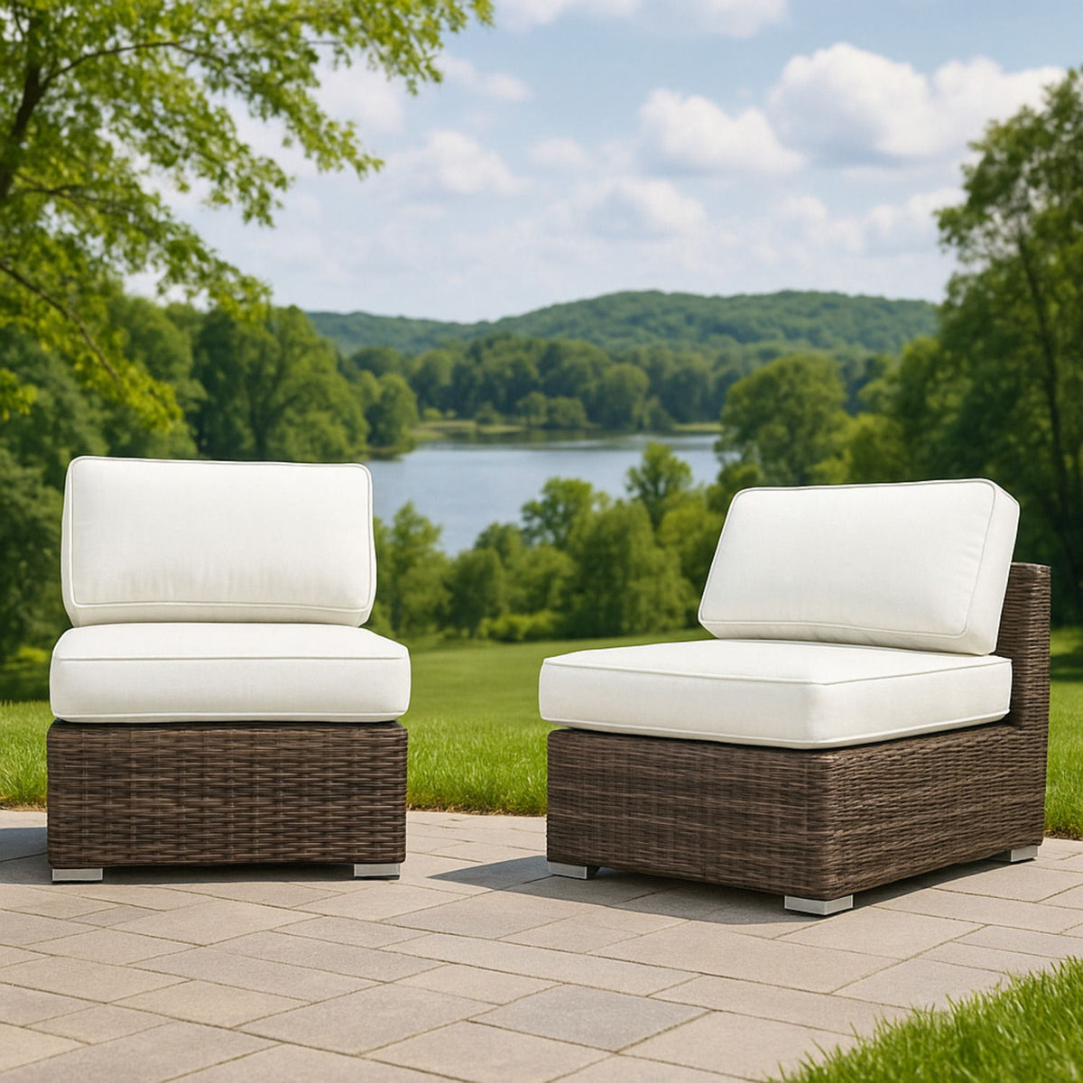 Armless Patio Chair With Cushions