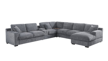 Celine - Fabric Corner Sectional Sofa With Right-Facing Chaise, Cupholders, And Charging Ports