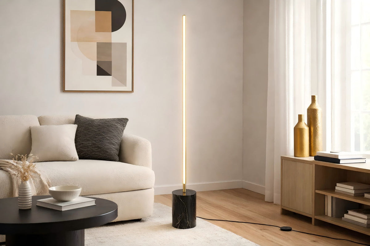 Prism - LED Floor Lamp With On / Off Switch Base - Gold / Marble