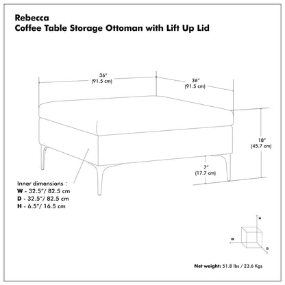 Rebecca - Multifunctional Coffee Table Storage Ottoman With Lift Up Lid
